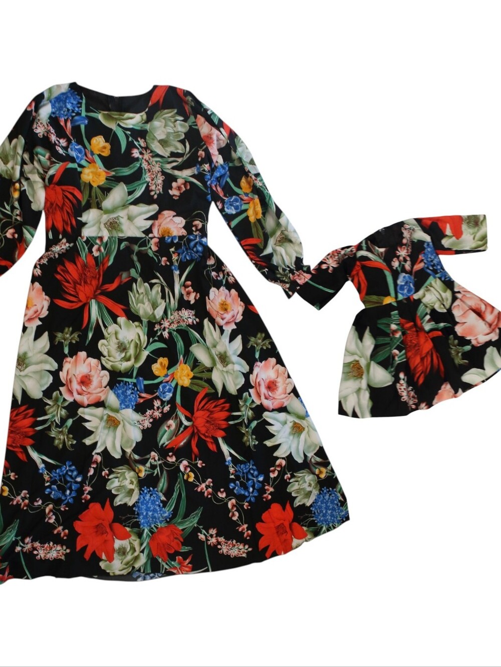 Floral Long Dress with Multicolor Blooms - Picture 5 of 5